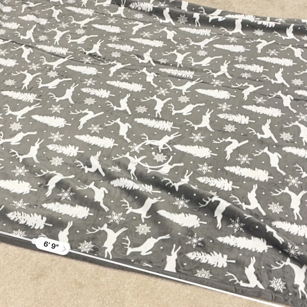 Home Reflections Gray White Christmas Tree Reindeer Throw Blanket